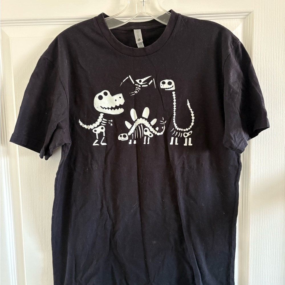 Adult Glow In The Dark Dinosaur Skeleton Black T-Shirt